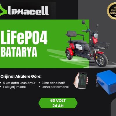 ARORA Rüzgar New LiFePO4 Smart Batarya 60 Volt 24Ah