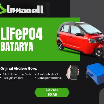 Yuki Tria Elektrikli Araba Bataryası 60 Volt 60 Ah Lifepo4